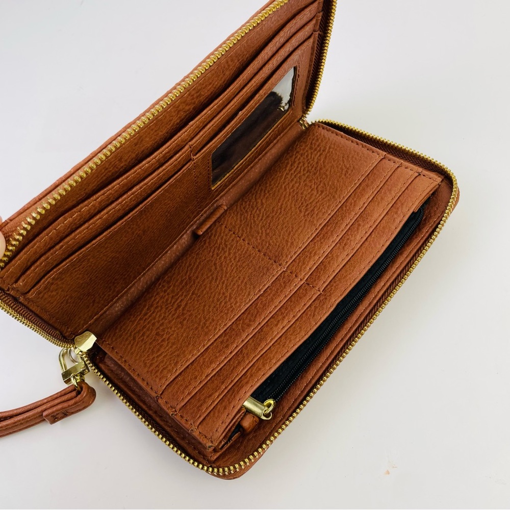 Steve Madden Embossed Monogram Zip Around Brown G… - image 4